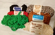 RARE VINTAGE LOT OF 6 SKEINS MACRAME YARN MAXI-CORD HURCULON PERSIAN CORD NIP