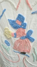 vintage child size Chenille Bedspread / sun bonnet baby / unusual 45" X 66' rare