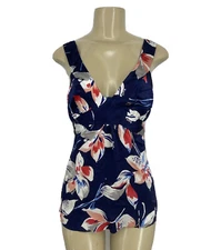 Guess Jeans Small Women Floral Stretch Tank Top Silk Blend V-neck ML14