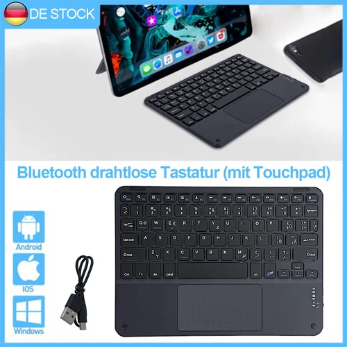 Bluetooth Touchpad Tastatur Kabellos Keyboard für iOS iPad Android Windows - Bild 7 von 8