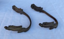 Pair Of Antique Fancy Brass French Curtain Tiebacks 6&rdquo; X 4&rdquo;