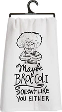 Primitives by Kathy 25252 Cotton Kitchen Towel Broccoli Doesn't Like You Either