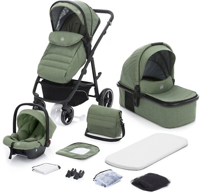Fillikid Kombi Kinder Wagen JAGUAR 9 teiliges Set grün melange ab Geburt
