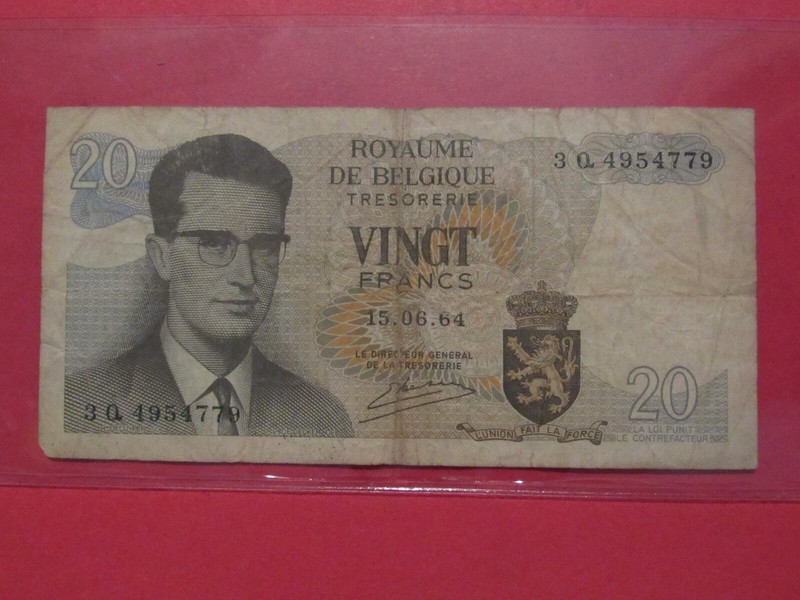 1964  "20 FRANCS"  PAPER NOTE  (#106)