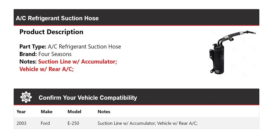 For 2003 Ford E-250 A/C Refrigerant Suction Hose 4 Seasons - Image 2 of 4