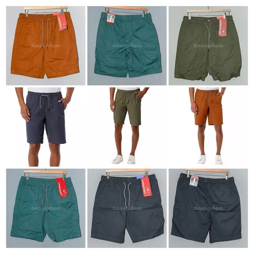Unionbay Men's Pull-On Shorts in navy , orange , olive , blue