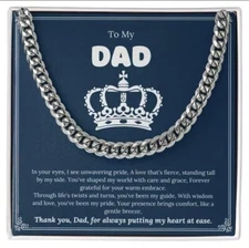 14K Plated Stainless Steel 6MM 22" "To My Dad" Cuban Link Necklace W/ Gift Box