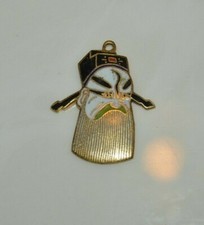 Joli collier vintage en métal émaillé Foo Man Chu / Samouraï guerrier fou breloque 