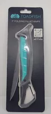 TOADFISH STOWAWAY FOLDING TEAL  FILET KNIFE W/ BUILT IN CLIP KAYAK CAMPING 🔥