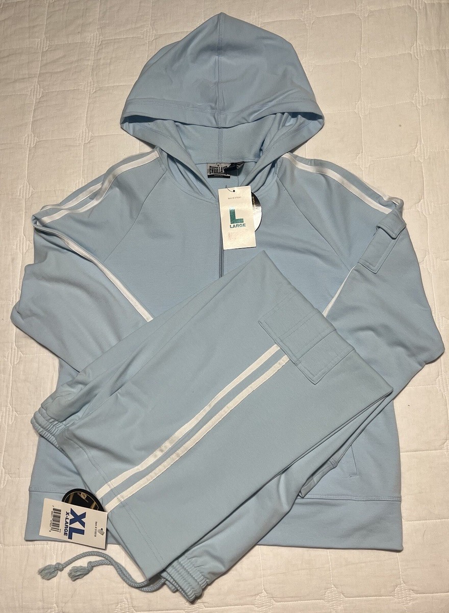 Everlast Tracksuit Womens Size Large/XL Light Blue/White Pinstripe