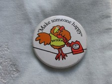 Vintage Metal Badge Pin " Make Someone Happy " Buzby British Telecom 1970's/80's