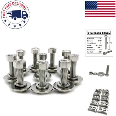 Durable 8-8 Stainless Steel Hex Screws Kit with Nuts & Washers   10 Set Complete