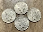 Lot of (4) AU Peace Silver Dollars, 1922, 1923-S, 1924, 1925 All Different Dates