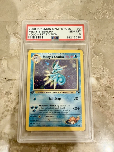 2000 Pokemon Gym Heroes Misty's Seadra 1st Edition Holo Rare 9/132 - PSA 10