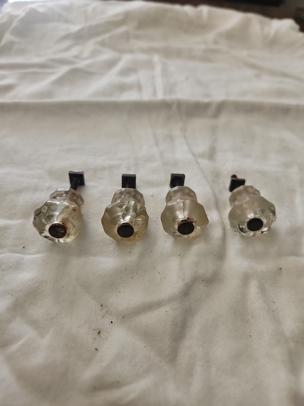 Reclaimed lot of 4 Glass Crystal knobs Antique 