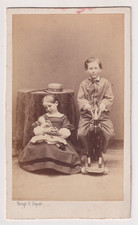 CDV Dupont à Marseille - Enfants, jouet, poupée - canotier "BEAUMANOIR" c.1865