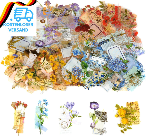 Auauy 120 StüCk Transparente Scrapbooking Aufkleber, Pet Blumen Aufkleber Pflanz-image