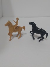 3PC BLACK TAN COWBOY HORSES TOYS COWBOYS INDIANS RANCH NO BRAND