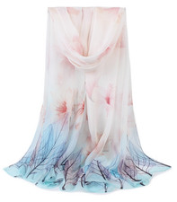 100 Silk long thin Scarf Women shawl Wrap neckerchief floral blue pink MY106