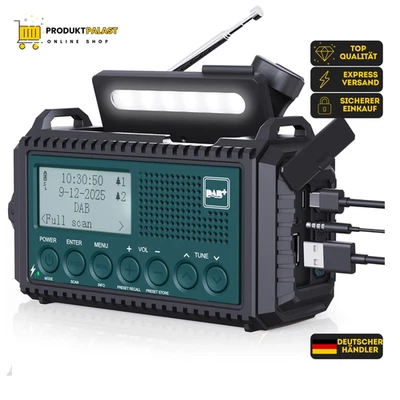 ROCAM Kurbelradio DAB/DAB+/UKW, Baustellenradio Radio Batteriebetrieben, Tragbare