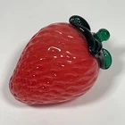 Vintage Murano Style Strawberry Glass Fruit 3” Textured Seed Dimples 5 oz