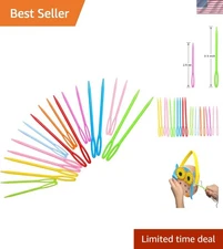 Colorful Plastic Sewing Needles - 20 Large-Eye Blunt Needles for Crafts
