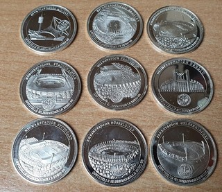 9 Medaillen aus Silber Fußball EM 1988 je ca. 20 g zus. 180 g Silber 999/1000