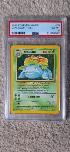 1999 POKEMON BASE SET #15 VENUSAUR-HOLO PSA 8 NM-MT wizards of the coast