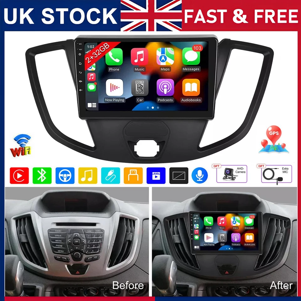 AMH-AUTOACCENTS FOR 2015-2019 FORD TRANSIT 150 250 350 HEAD UNIT CARPLAY RADIO STEREO ANDROID 13