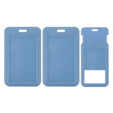 3 Pack Badge Holder, Plastic Vertical ID Protector Clips, Grey Blue