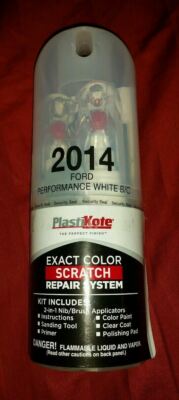 PlastiKote 2014 FORD PERFORMANCE WHITE Scratch Repair Kit w/ 2-in-1 Applicator 