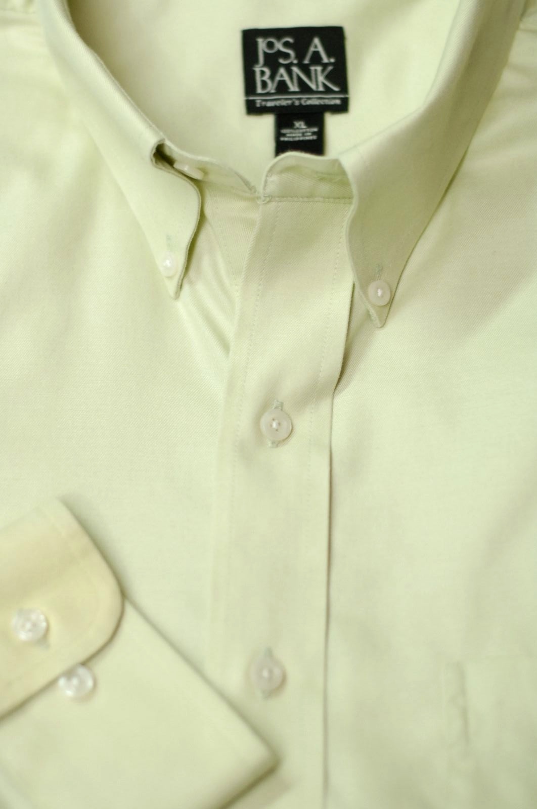 Jos A Bank Men's Light Green Twill Cotton Casual Shirt XL XLarge