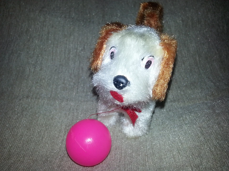 MECHANICAL TERRIER DOG w/ Ball 1960's 1970's Vintage WIND UP TOY Collectible NEW - Image 2 of 4