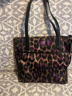 Coach Signature Ocelot Leopard Print Tote Purple/Multicolor