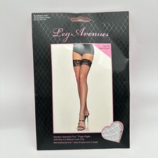 Leg Avenue Industrial Net Thigh Highs White Stay Up Silicone Lace NEW One Size