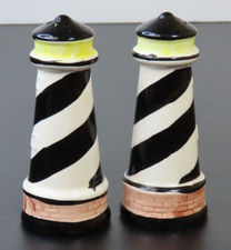 Black White 4" Lighthouse Salt Pepper Shakers