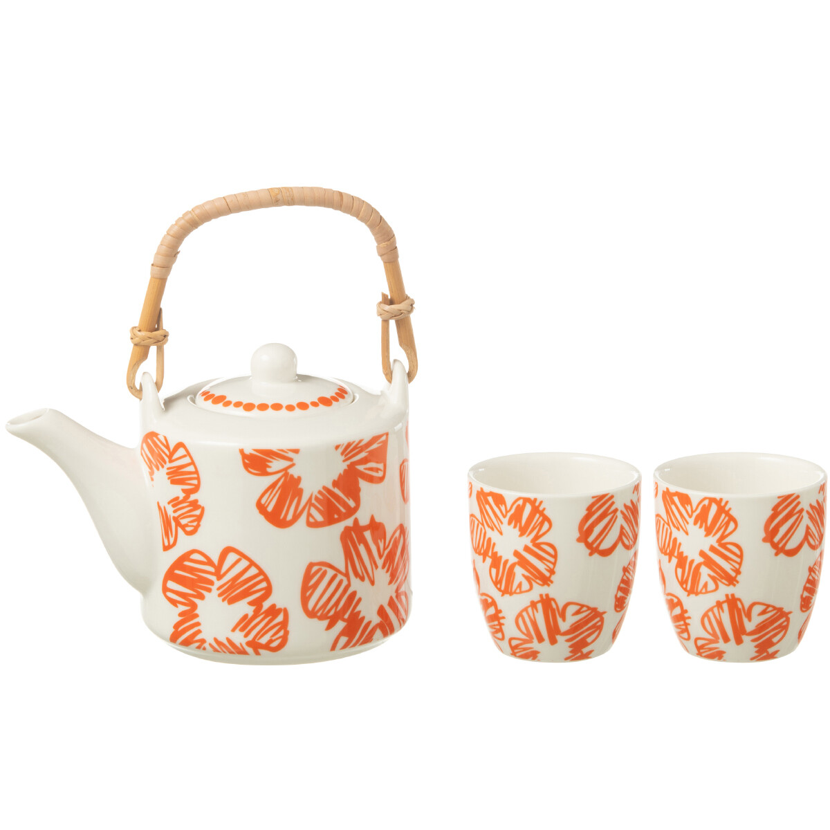 Théière et 2 tasses céramique blanche pour savourer le bonheur des instants partagés