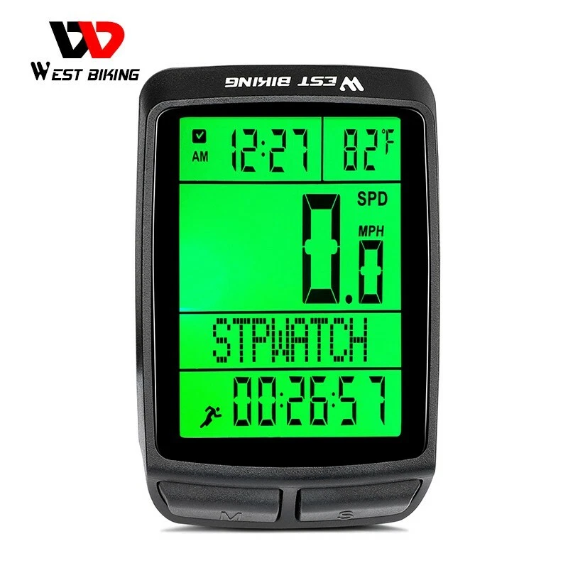 WEST BIKING Waterproof Wireless Bike Computer LCD Digital Speedometer Odometer - Image 2 of 4