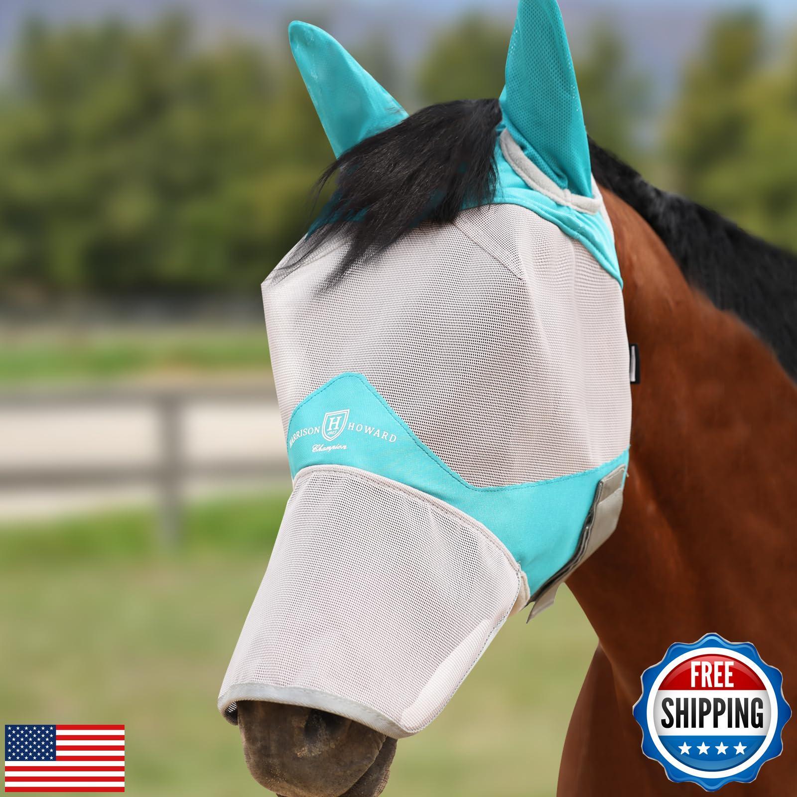 Harrison Howard Full Face UV Protection Breathable Horse Fly Mask for Equine Comfort