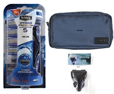 Schick Hydro 5 Premium Razor Set: Handle + 7 Cartridges + Pouch + Travel Case