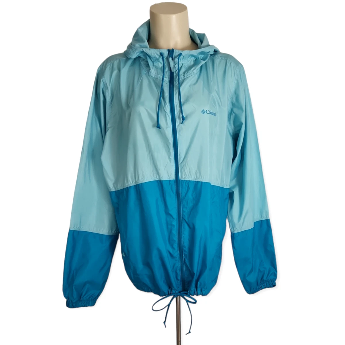 Columbia Hooded Flash Forward Windbreaker Jacket Sz XL Blue Zip Up Zip Pockets
