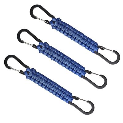 3Pk Paracord Keychain w/ Carabiner Clips D Ring Lanyard Hanger Hook for Outdoor