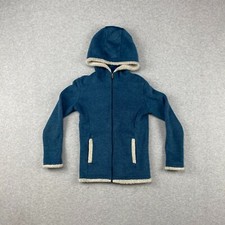 Kuhl Fleece Jacket Girls Small S Blue Sherpa Full Zip Hooded Pockets Outdoor