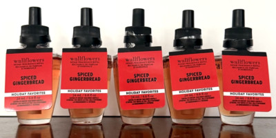 Bath & Body Works Lot of 5 SPICED GINGERBREAD Wallflower Fragrance Refill Bulbs