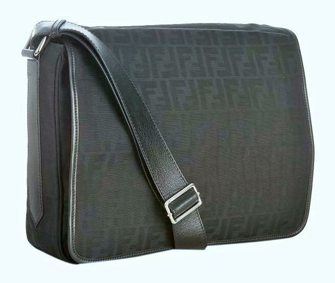NEW Men Unisex FENDI FF Black Zucca Canvas Messenger NEW Men Unisex FENDI FF Black Zucca Canvas Messenger
