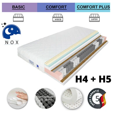 TULENA Materasso 90x200 140x200 180x200 molle insacchettate H4 H5 NOX con rivestimento lavabile