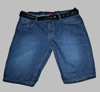 Pierre Cardin Paris Shorts Mens Size 42 XL Deep Blue Denim Jean w/belt