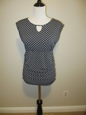 Motherhood Maternity Black & White Geometric Print Sleeveless Top With Ruched Si