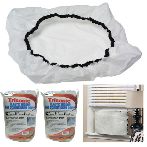 2pc Elastic Indoor A/C Cover Window Unit Air Conditioner Plastic 3mil 22"x31"x4" - 第 1/1 張圖片