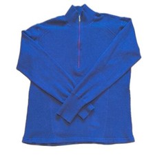Eddie Bauer Men's 1/4 Zip Up Cotton Blend Blue Pullover Sweater Size M